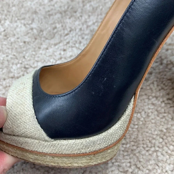 Ann Taylor navy Briston peep toe platform heels 7.5 - Picture 11 of 11
